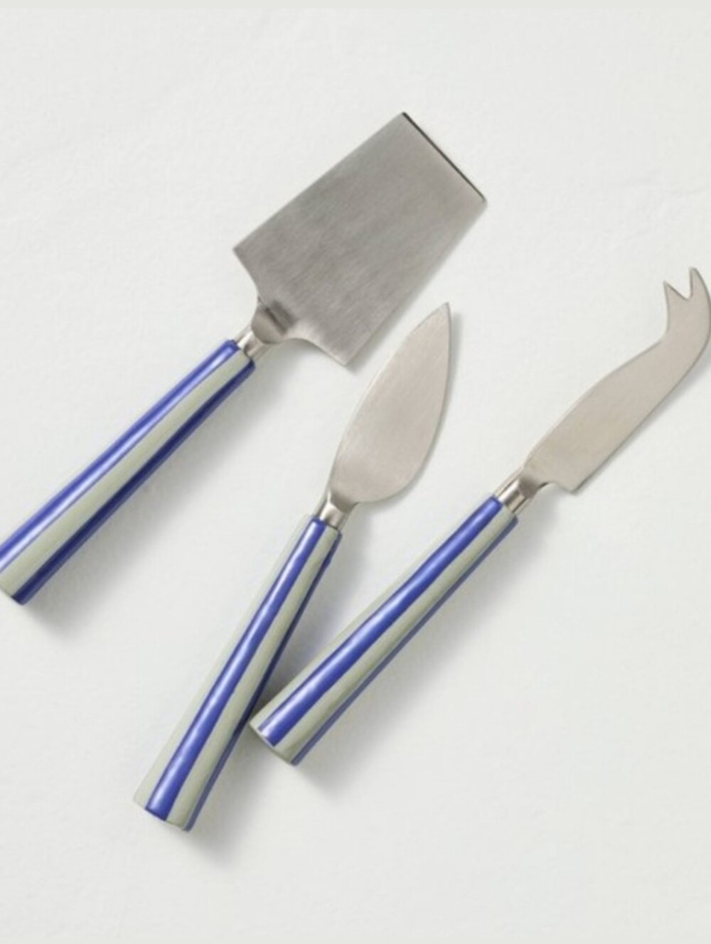 Hearth & Hand NWT 3-Piece Cheese Knife Set Stainless Steel Striped Handle